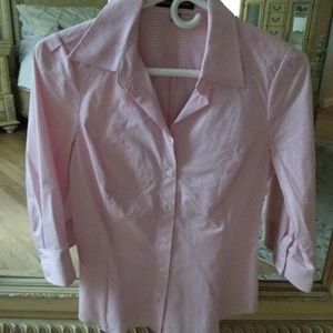 Express Pink and white striped dress shirt